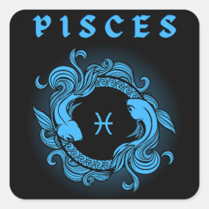 Dark Zodiac - Pisces Medieval Astrology Art Square Sticker