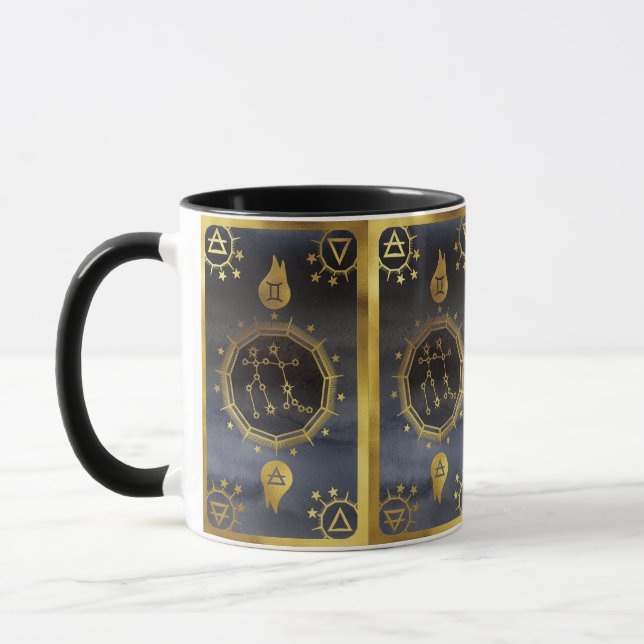 Dark Zodiac Tarot: Gemini Black & Gold  Mug (Left)