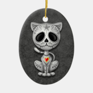 Dark Zombie Sugar Kitten Ceramic Ornament