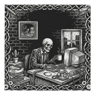 DarkAcademia Skeleton Office Sophisticated Burnout Faux Canvas Print
