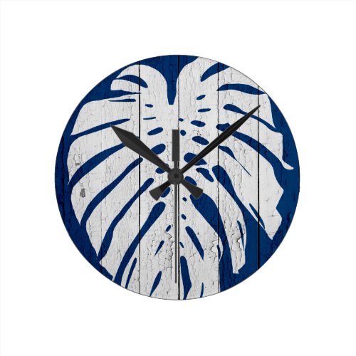 DarkBluePalm2 Round Clock