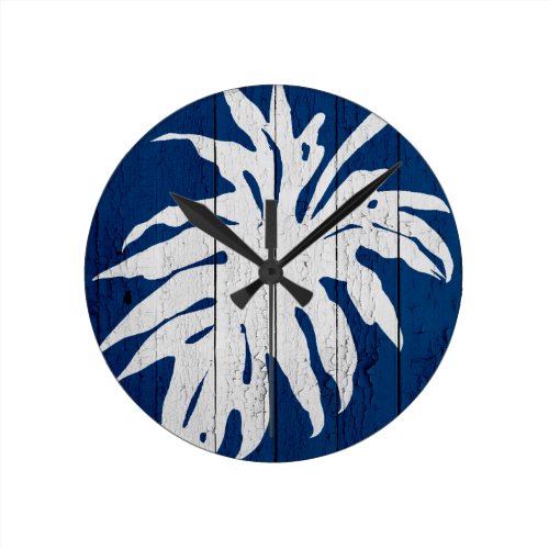 DarkBluePalm5 Round Clock