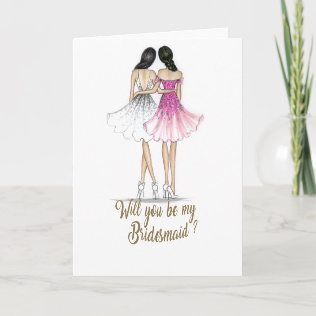 DarkBrunette Bride/ DarkBrunette Bridesmaid Card (Front)