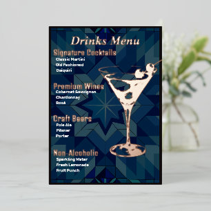 Darker Border Gold-Foiled Beverage Menu