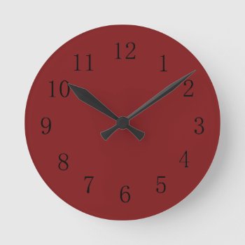 Darker Chocolatey Falu Red Kitchen Wall Clock by Red_Clocks at Zazzle
