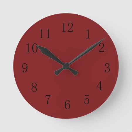 Darker Chocolatey Falu Red Kitchen Wall Clock