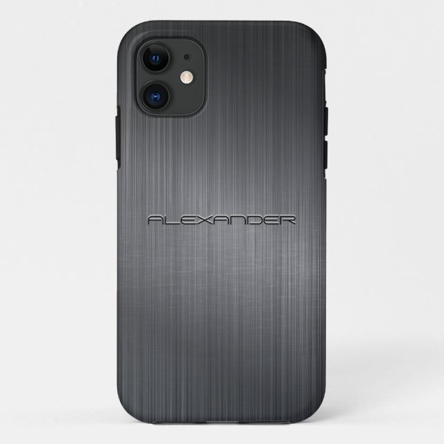 Darker Gray Brushed Aluminum Metal Look-Monogram Case-Mate iPhone Case (Back)