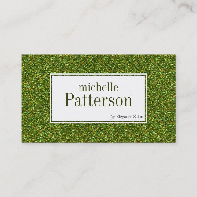 Darker Green Glitter Appointment Business Cards (Front)