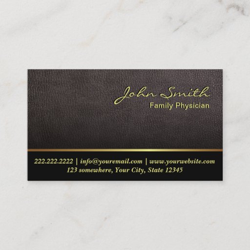 Customizable Darker Leather Family Physician Business Card