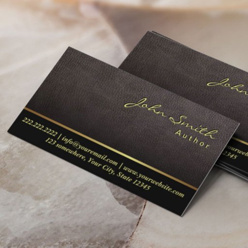 Customizable Darker Leather Texture Author Business Card