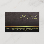 Darker Leather Texture Bartender Business Card at Zazzle