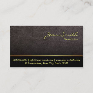 Darker Leather Texture Beautician Business Card