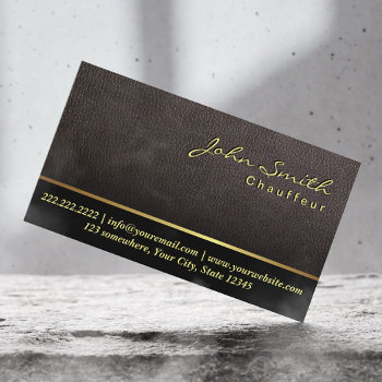Darker Leather Texture Chauffeur Business Card by cardfactory at Zazzle