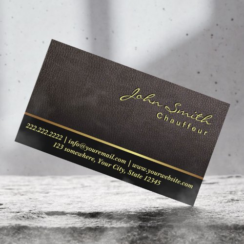 Darker Leather Texture Chauffeur Business Card