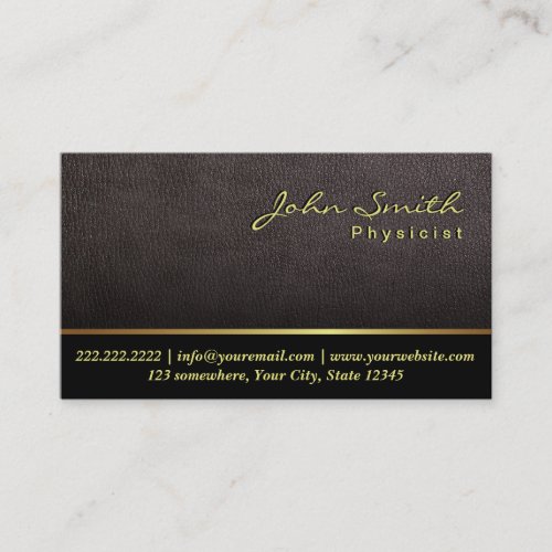 Darker Leather Texture Physicist Business Card