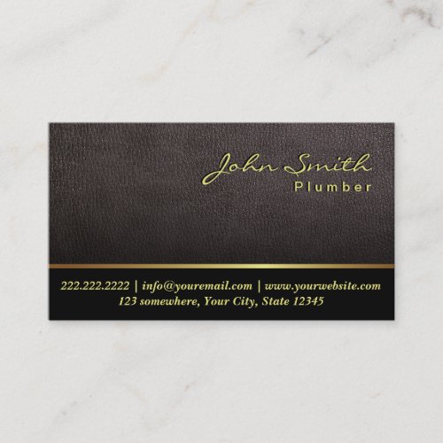 Darker Leather Texture Plumber Business Card