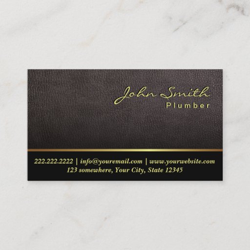 Customizable Darker Leather Texture Plumber Business Card