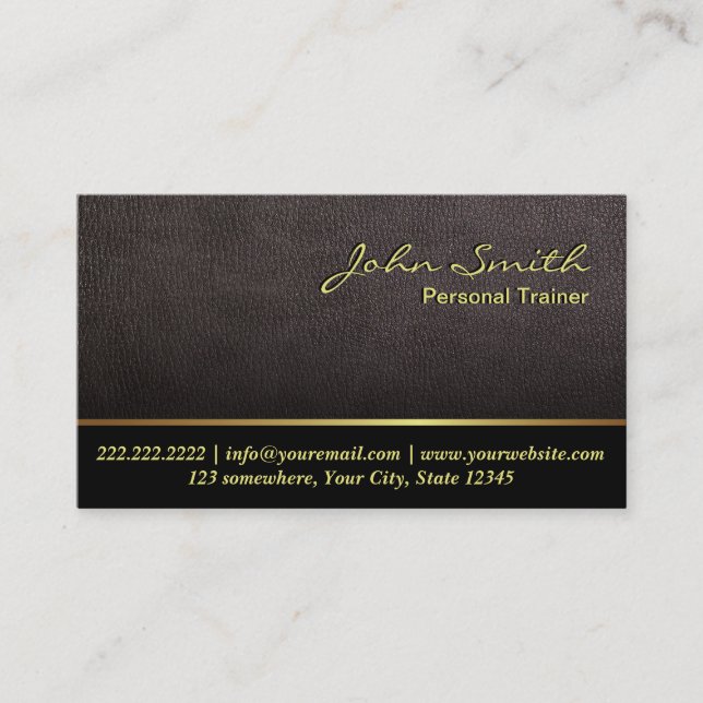 Darker Leather Texture Trainer Business Card (Front)