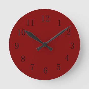 Darker Maroon Red Kitchen Wall Clock by Red_Clocks at Zazzle