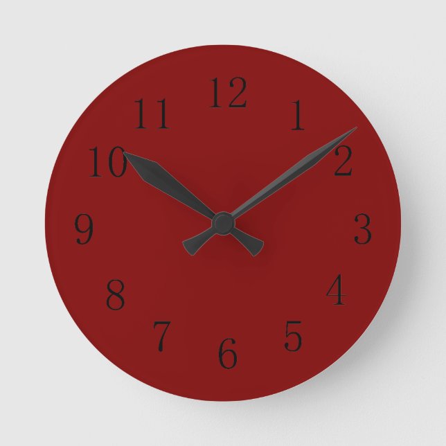 Darker Maroon Red Kitchen Wall Clock (Front)