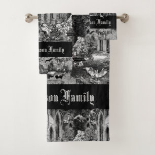 Darkest Gothic Vampires Crypt Graves Bats Goth Bath Towel Set