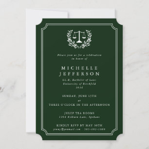 DarkGreen/White Law School Graduation Announcement