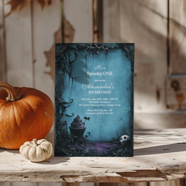 Darkly Elegant Spooky ONE Birthday Invitation (Creator Uploaded)