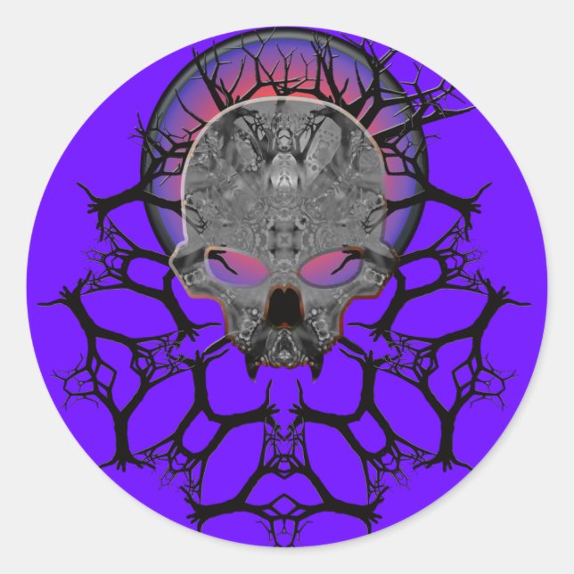 darkmetals skull series classic round sticker (Front)