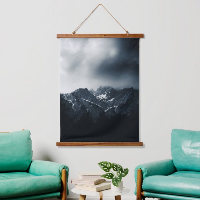 Darkness and storm brewing at mountains hanging tapestry (Living Room)