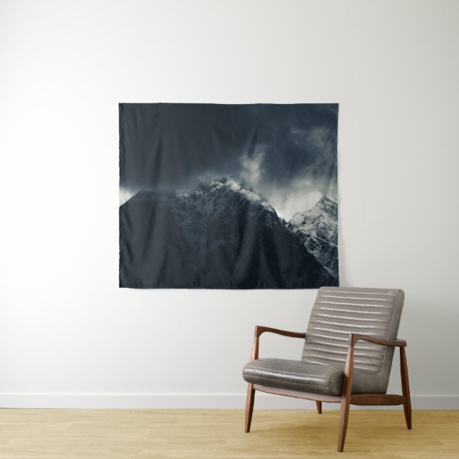 Darkness and storm clouds over mountains tapestry (In Situ (Horizontal))
