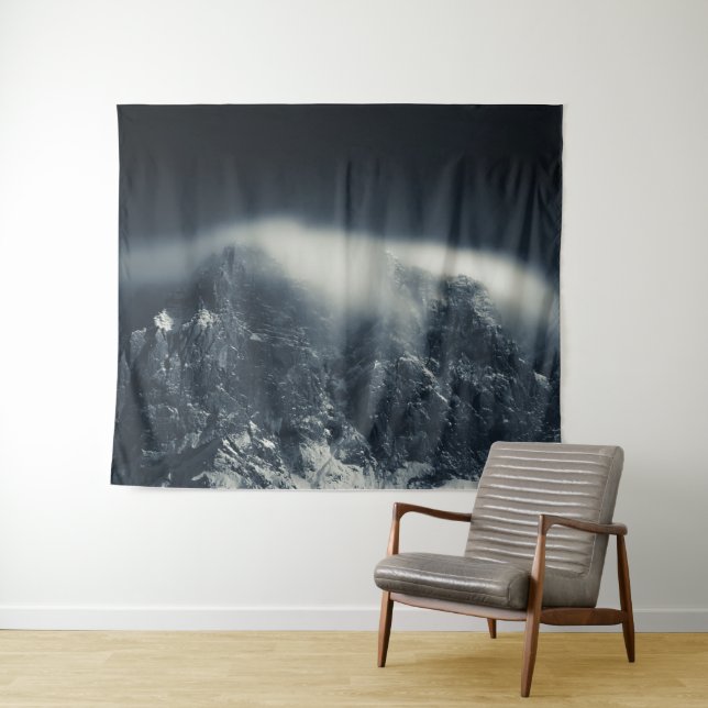 Darkness and white clouds over the mountains tapestry (In Situ (Horizontal))