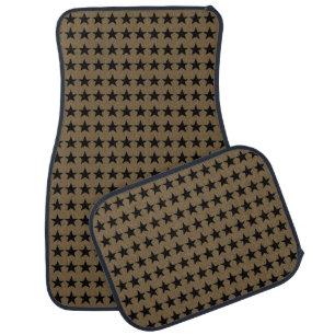 DarkTaupe Black Stars Pattern Car Floor Mat