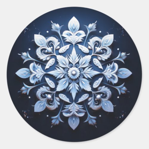 Darkworld Snowfall Crystal Silence Classic Round Sticker