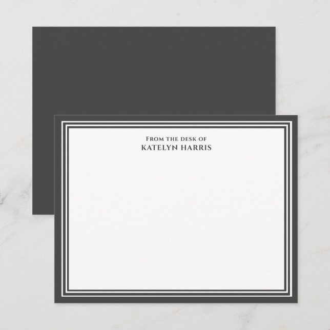 Darl Gray Triple Border From The Desk Of Flat Note Card (Front/Back)