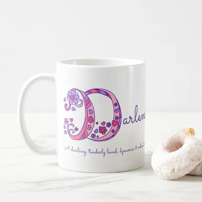 Darlene name meaning decorative D monogram mug Zazzle