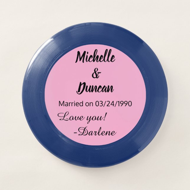 Darling Anniversary Pink & Blue Wham-O Frisbee (Front)