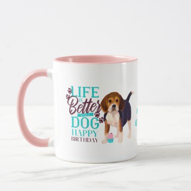 Darling Beagle Dog Loves MOM Birthday Mug