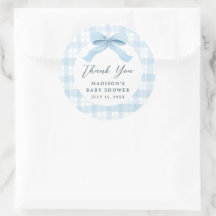 Darling Blue Watercolor Plaid and Bow Baby Shower