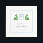 Darling Bunny Monogram Boy Baby Shower Brunch Napkins<br><div class="desc">This classic napkin design features a simple monogram crest flanked on either side by a handpainted topiary rabbit adorned with floppy bow. Watercolor elements were painted by me onto 100% cotton paper and scanned into digital form. The crest shape is by another artist.</div>