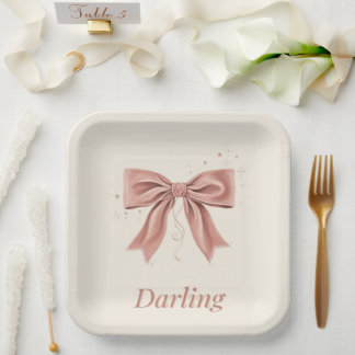 Darling Cute Pink Bow Coquette Aesthetic Paper Plates