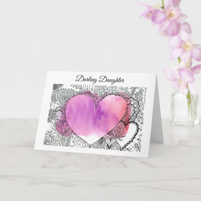 Darling Daughter Valentine, customizable Valentine Card (Orchid)