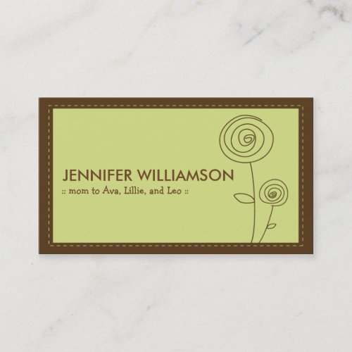 Darling Flower Mommy Calling Card (lime) Business Card Templates