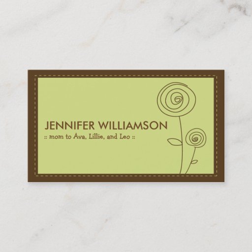 Customizable Darling Flower Mommy Calling Card (lime) Business Card Templates