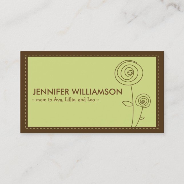 Darling Flower Mommy Calling Card (lime) (Front)