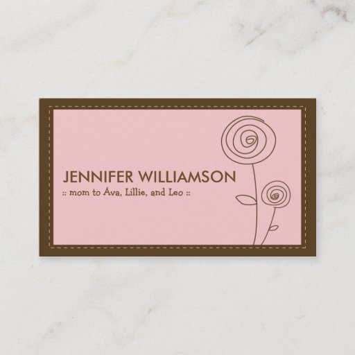 Customizable Darling Flower Mommy Calling Card (pink) Business Card
