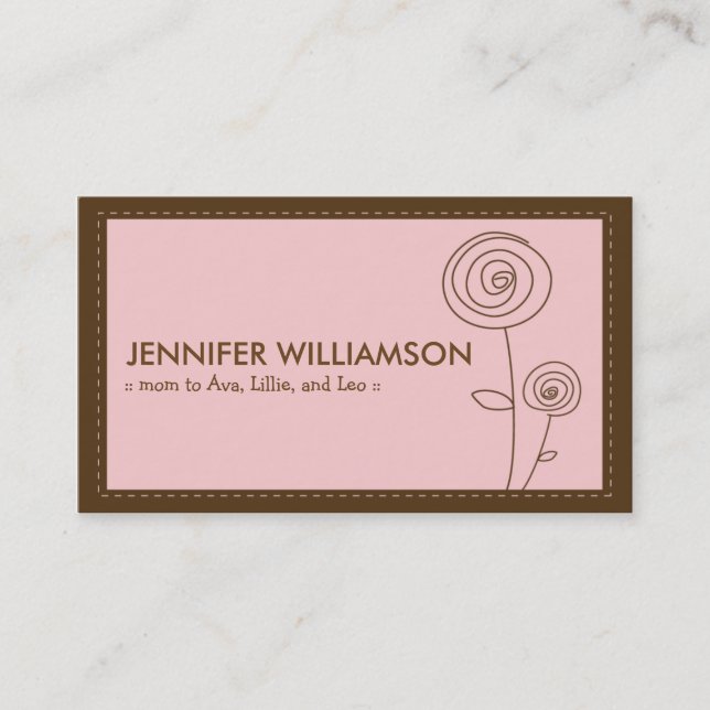 Darling Flower Mommy Calling Card (pink) (Front)