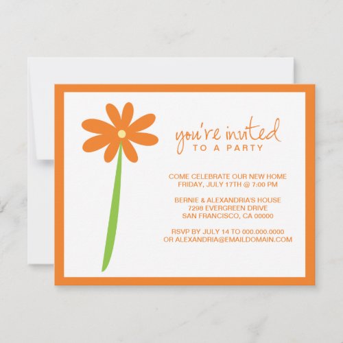 Darling Flower Party Invitation (Orange)