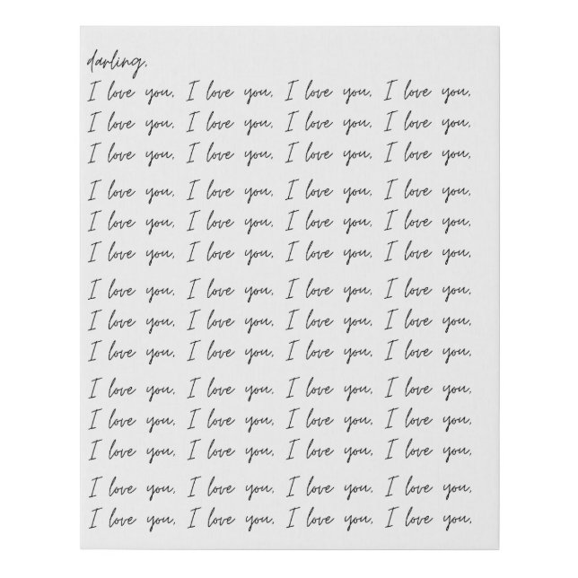 Darling I Love You Art Faux Canvas Print (Front)