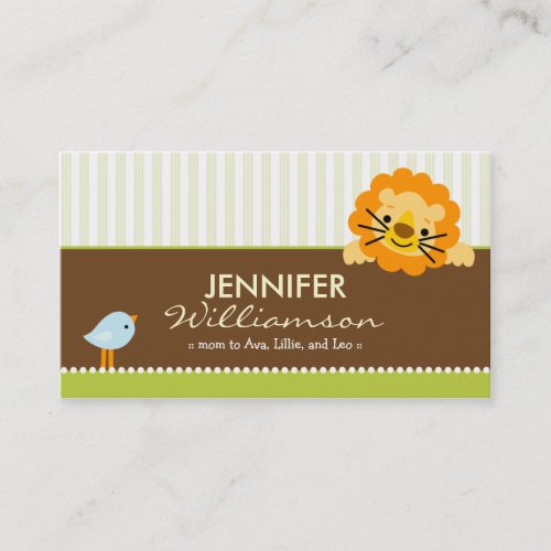 Darling Lime Lion &amp; Birdie Mommy Calling Card Business Card Templates
