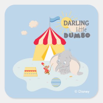 Darling Little Dumbo & Timothy Square Sticker by dumbo at Zazzle